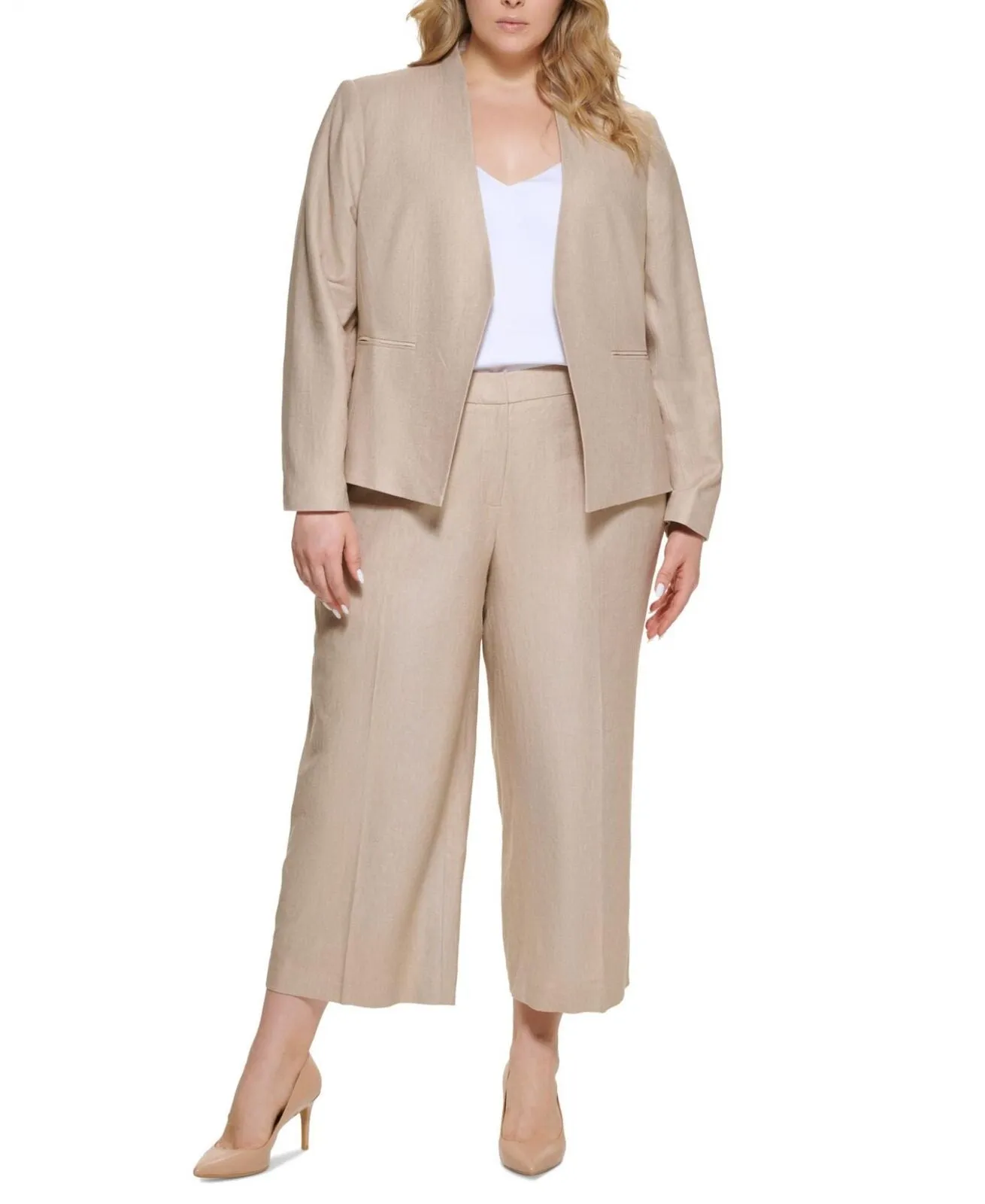 Calvin Klein Womens Twill Cropped Wide Leg Pants X22PE791