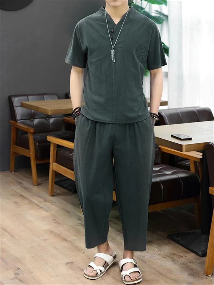 Casual Simple Style Oversize Solid Color 2-Piece Outfit T-Shirt   Waistband Pants