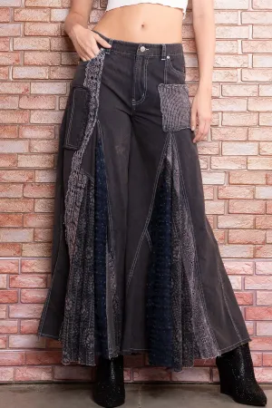 Charcoal Contrast Ruffle Wide Leg Bluevelvet Pants 1/16/25 9349