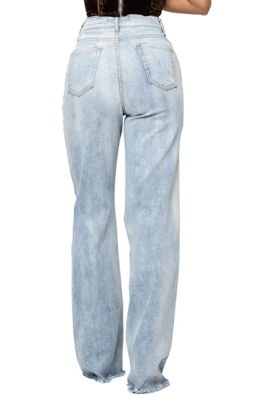 Charlote Wide Leg Light Blue Jean Pants 34.5" Inseam