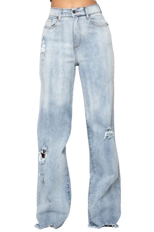 Charlote Wide Leg Light Blue Jean Pants 34.5" Inseam