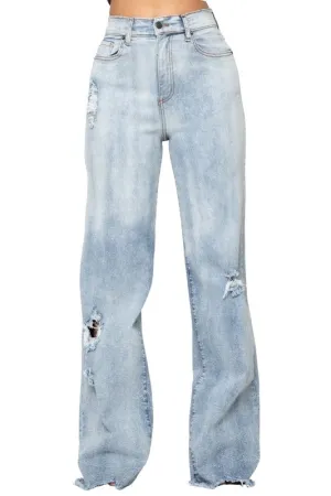 Charlote Wide Leg Light Blue Jean Pants 34.5" Inseam