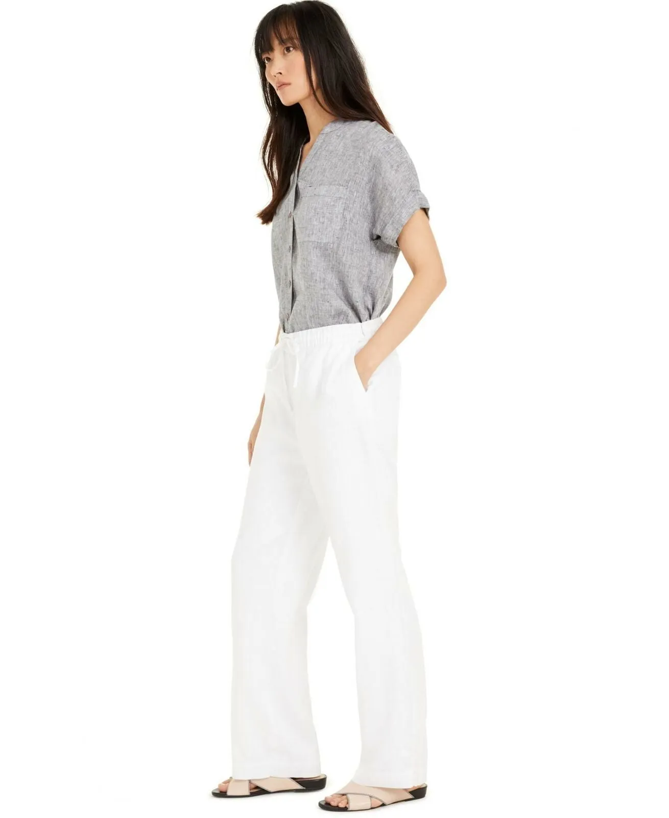 Charter Club Women's Linen Drawstring Waist Pants