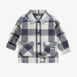 Chemise bleue et crème à carreaux, bébé || Blue and cream plaid shirt, baby