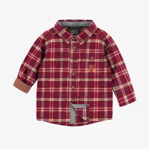 Chemise rouge et blanche à carreaux en flanelle brossée, bébé || Red and white brushed flannel plaid shirt, baby