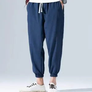 Chinese Style Linen Solid Color Casual Pants