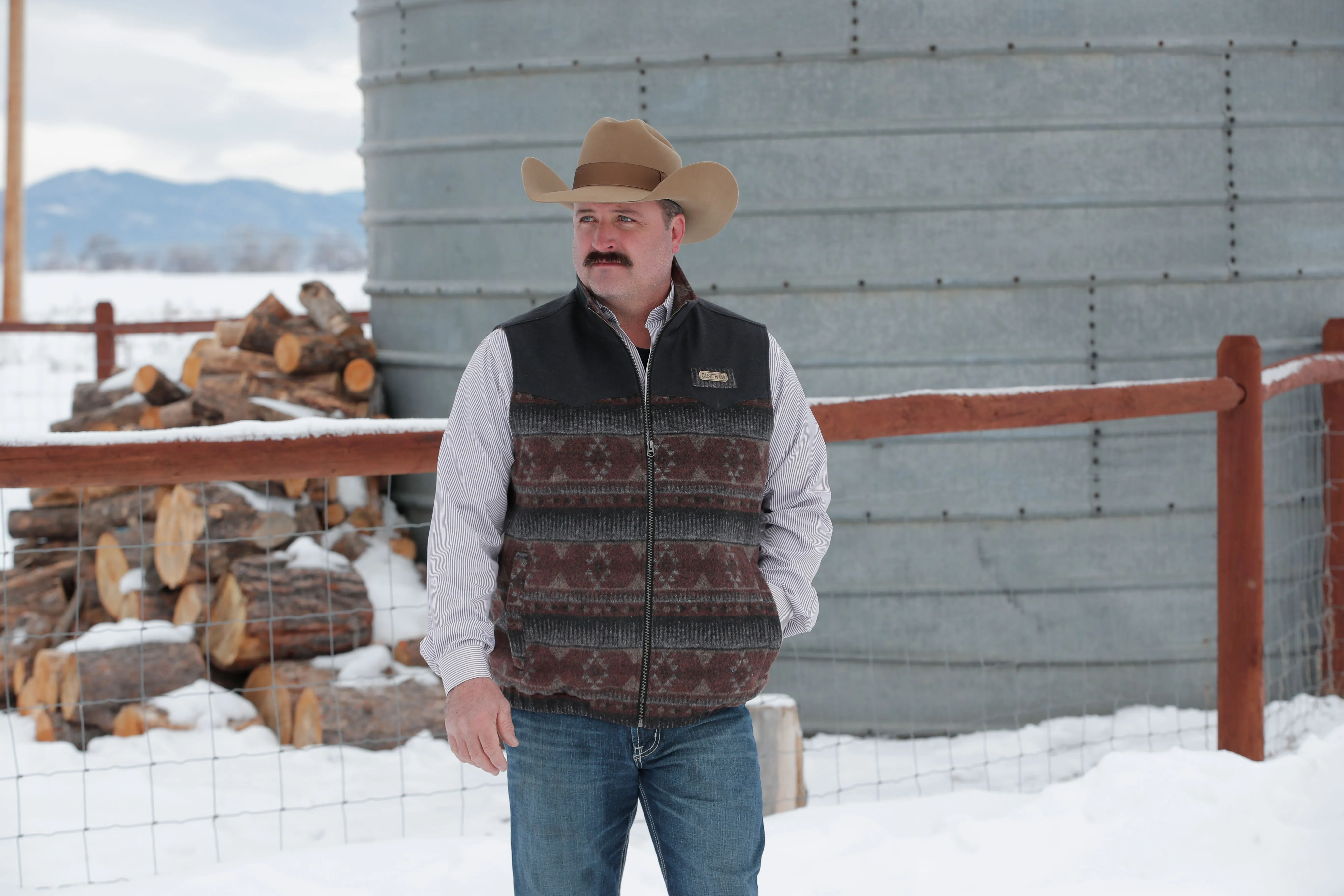 Cinch Men's Concealed Carry Rust Wooly Vest