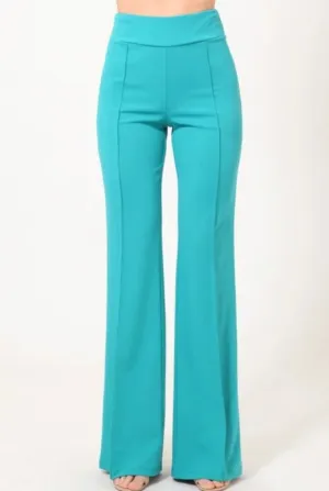 Classy Posh Teal Stretch High Waist Pants
