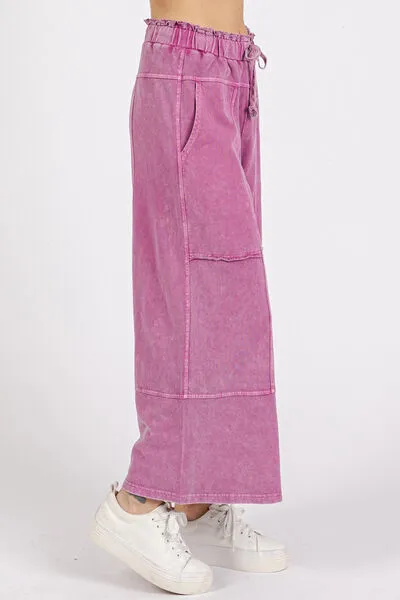 Comfort Zone Mineral Wash Seam French Terry Wide Leg Pants