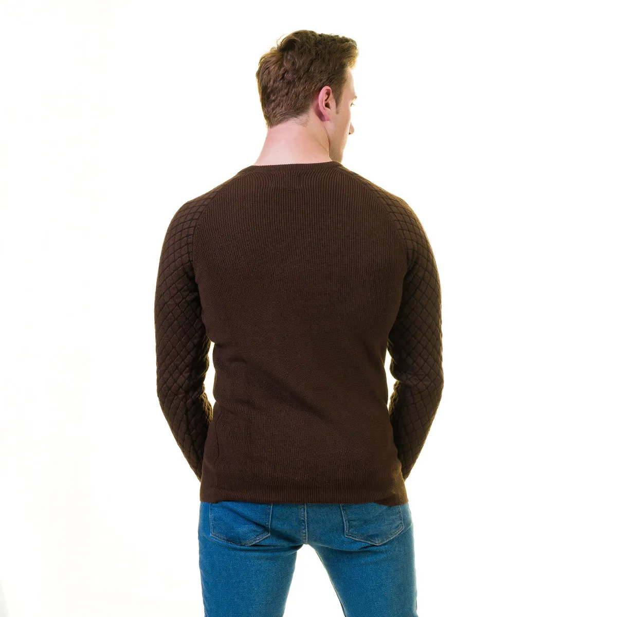 Dark Brown European Wool Luxury Zippered With Sweater Jacket Warm Winter Tailor Fit