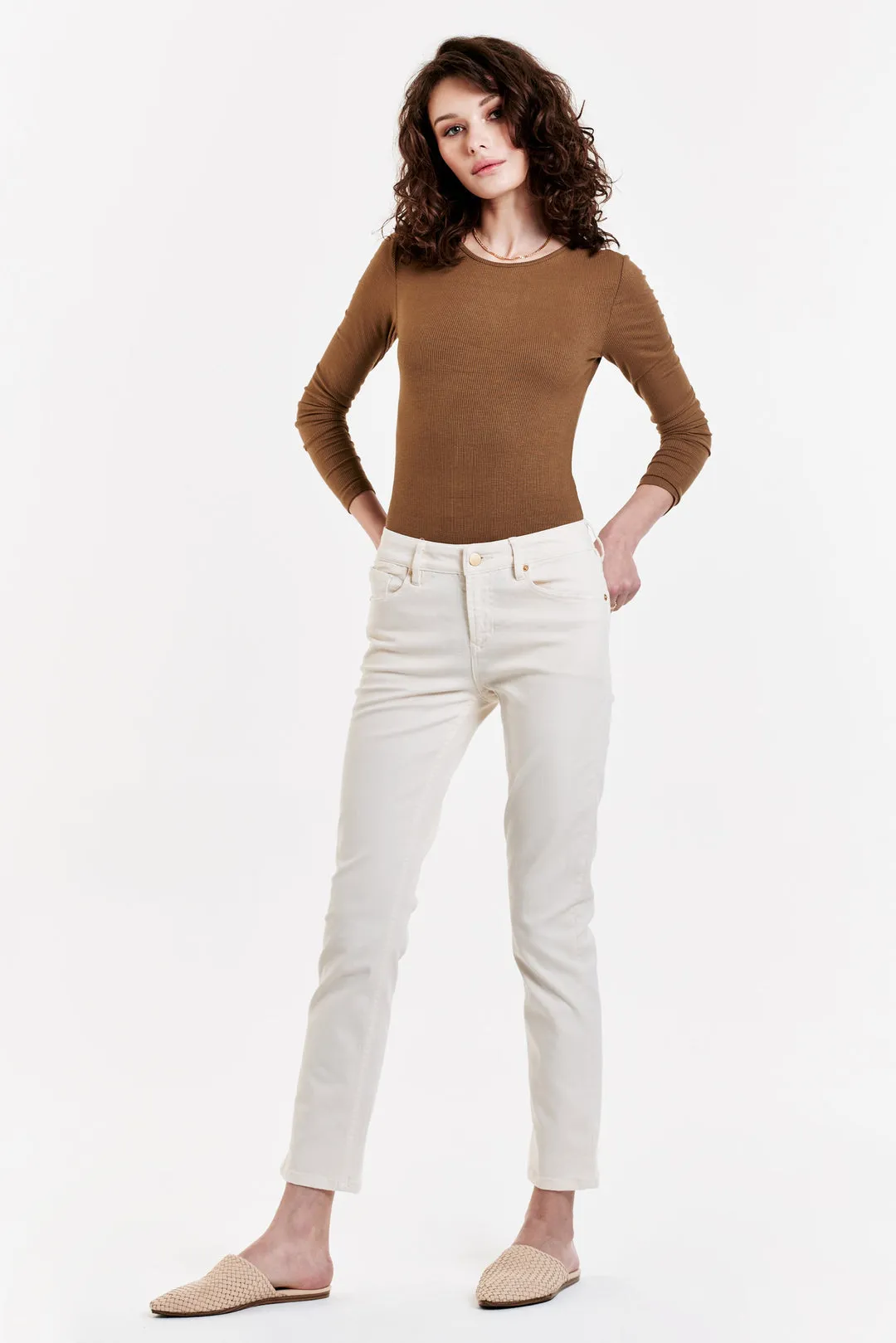 Dear John Blaire High Rise Ankle Slim Straight Jeans Wheat