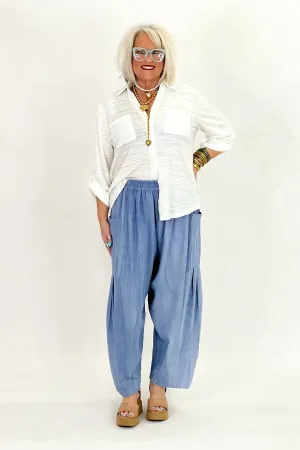 Denim Blue Elastic Waist Pocket Pant
