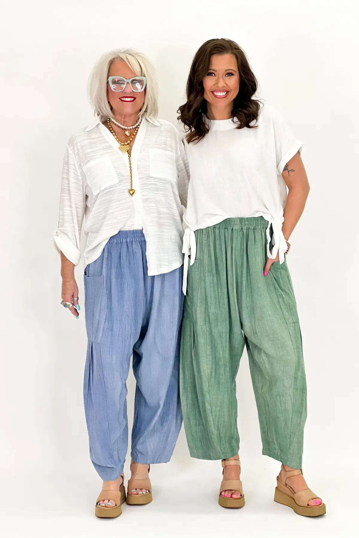 Denim Blue Elastic Waist Pocket Pant