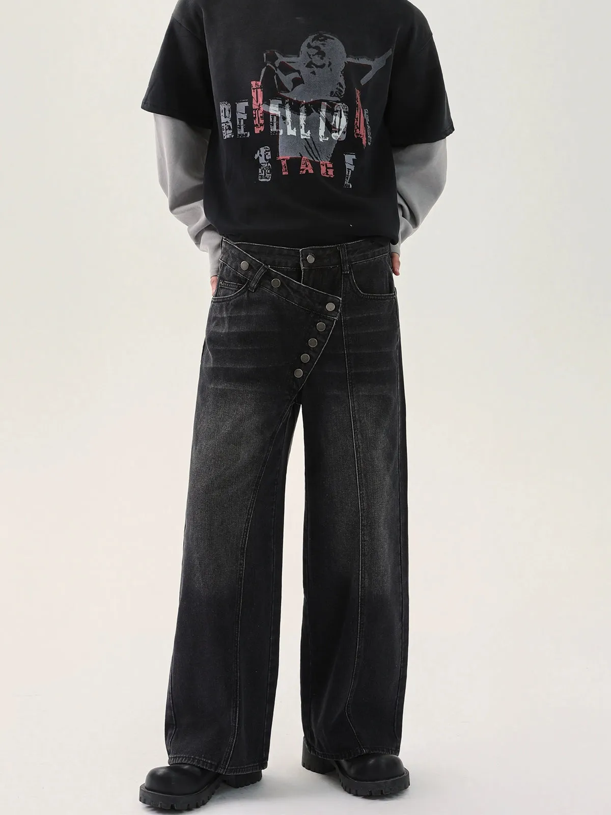 Distressed Wide-Leg Pants