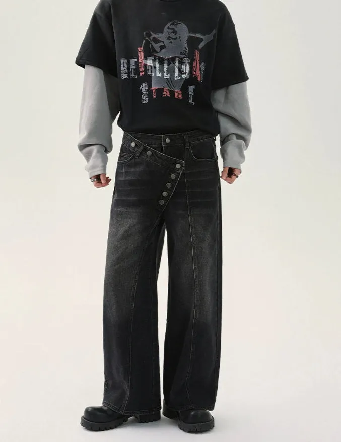 Distressed Wide-Leg Pants