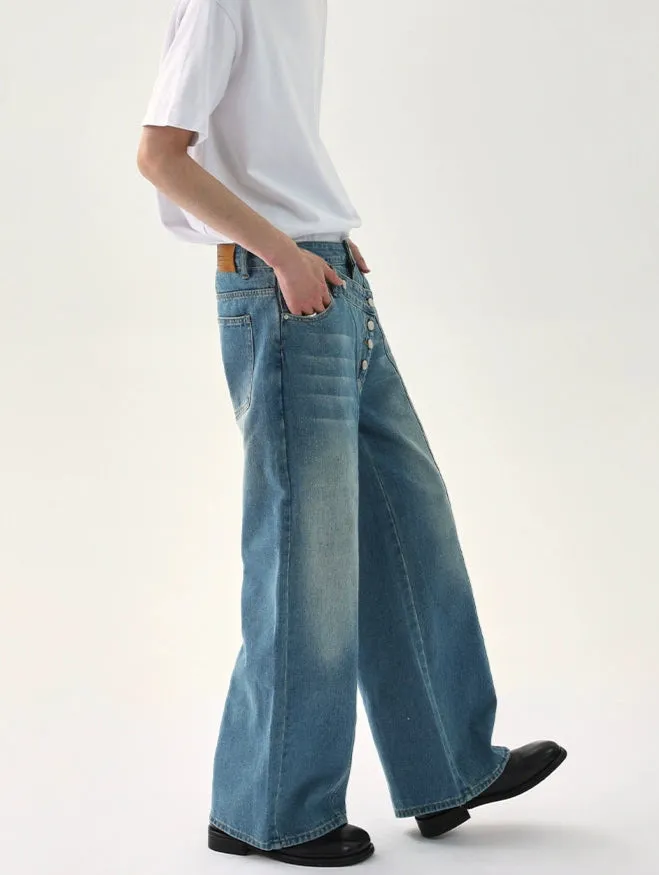 Distressed Wide-Leg Pants