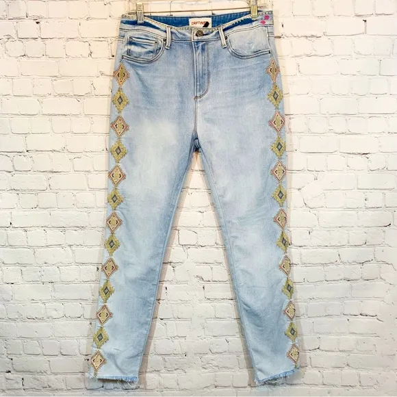 DRIFTWOOD Jackie Hi Rise Crop Jeans Embroidered tribal