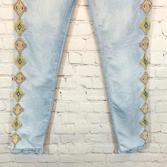 DRIFTWOOD Jackie Hi Rise Crop Jeans Embroidered tribal