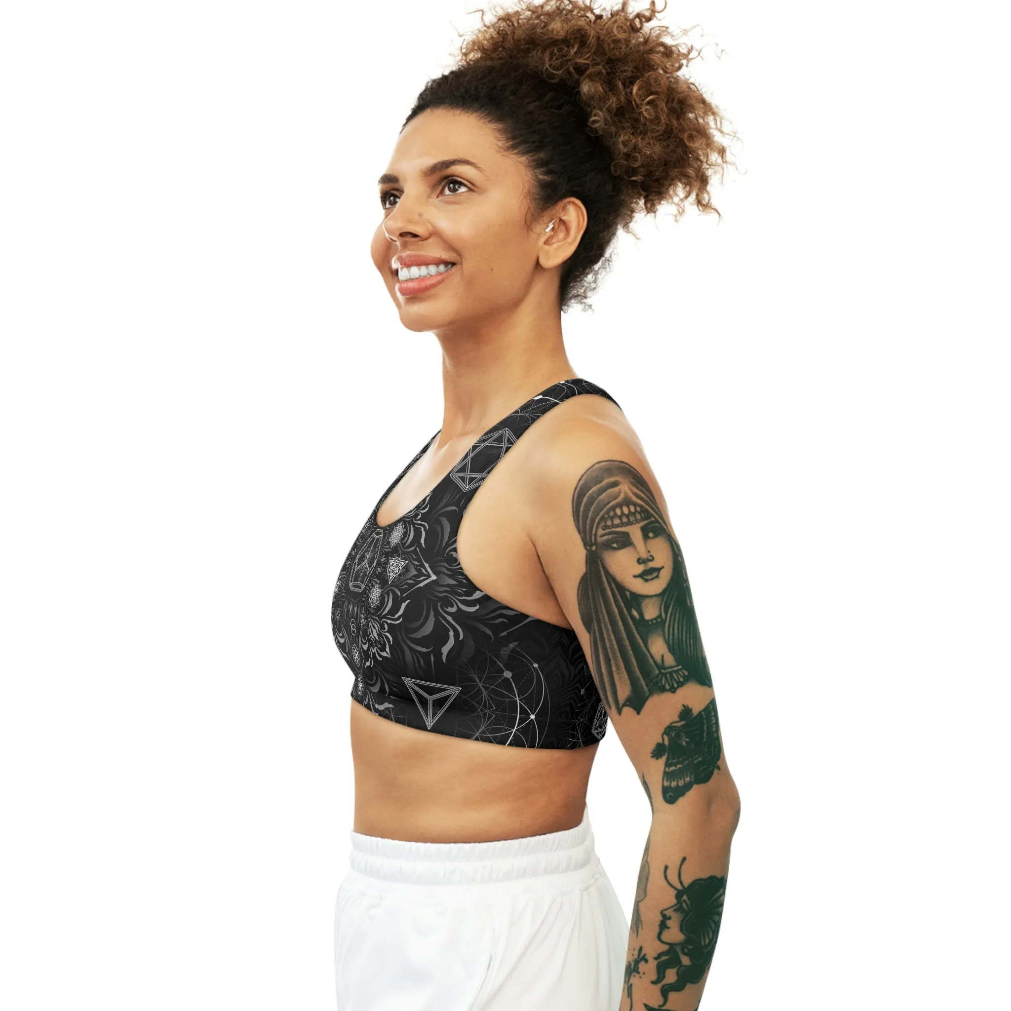 Elements Black Sublimation Sports Bra - Yantrat Design