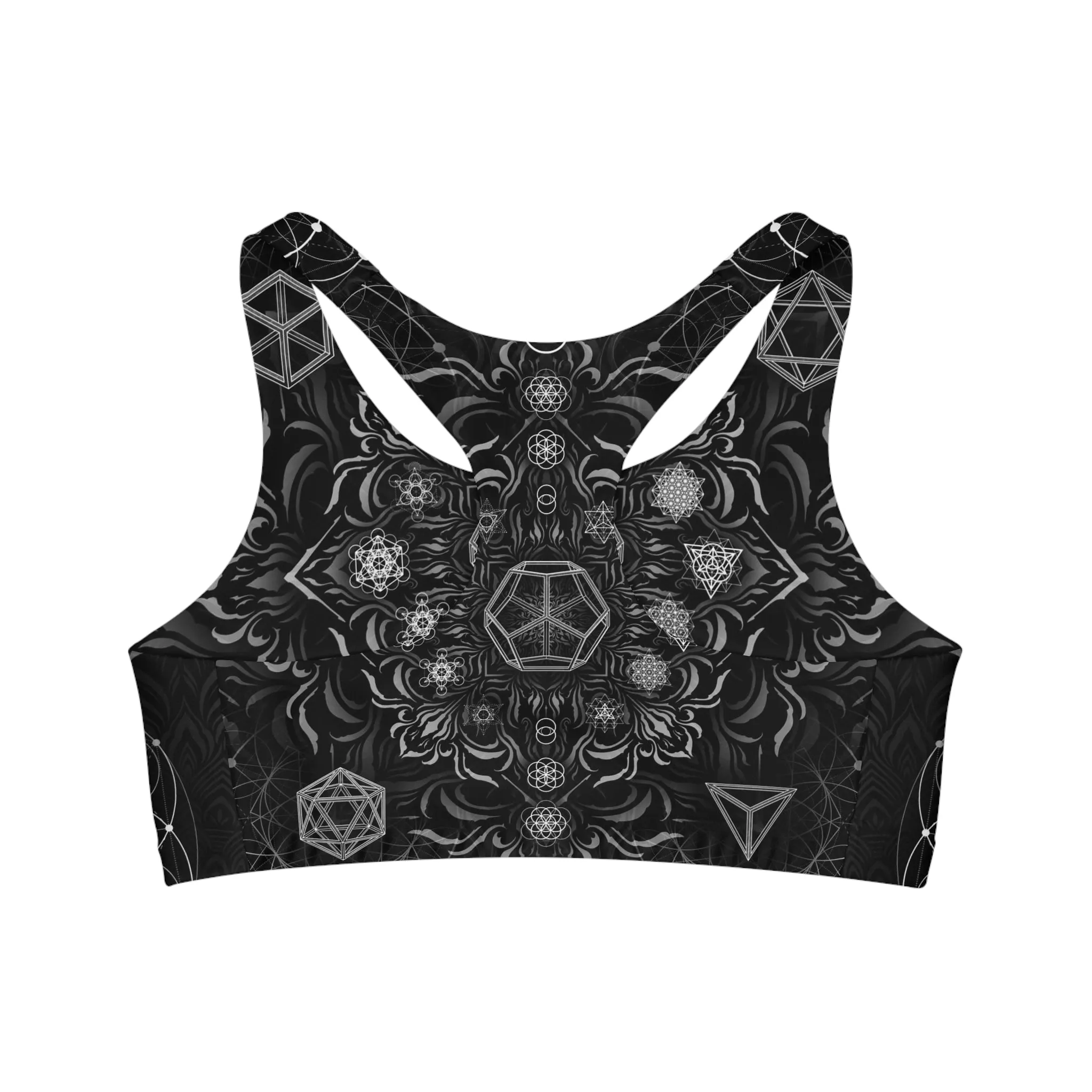 Elements Black Sublimation Sports Bra - Yantrat Design