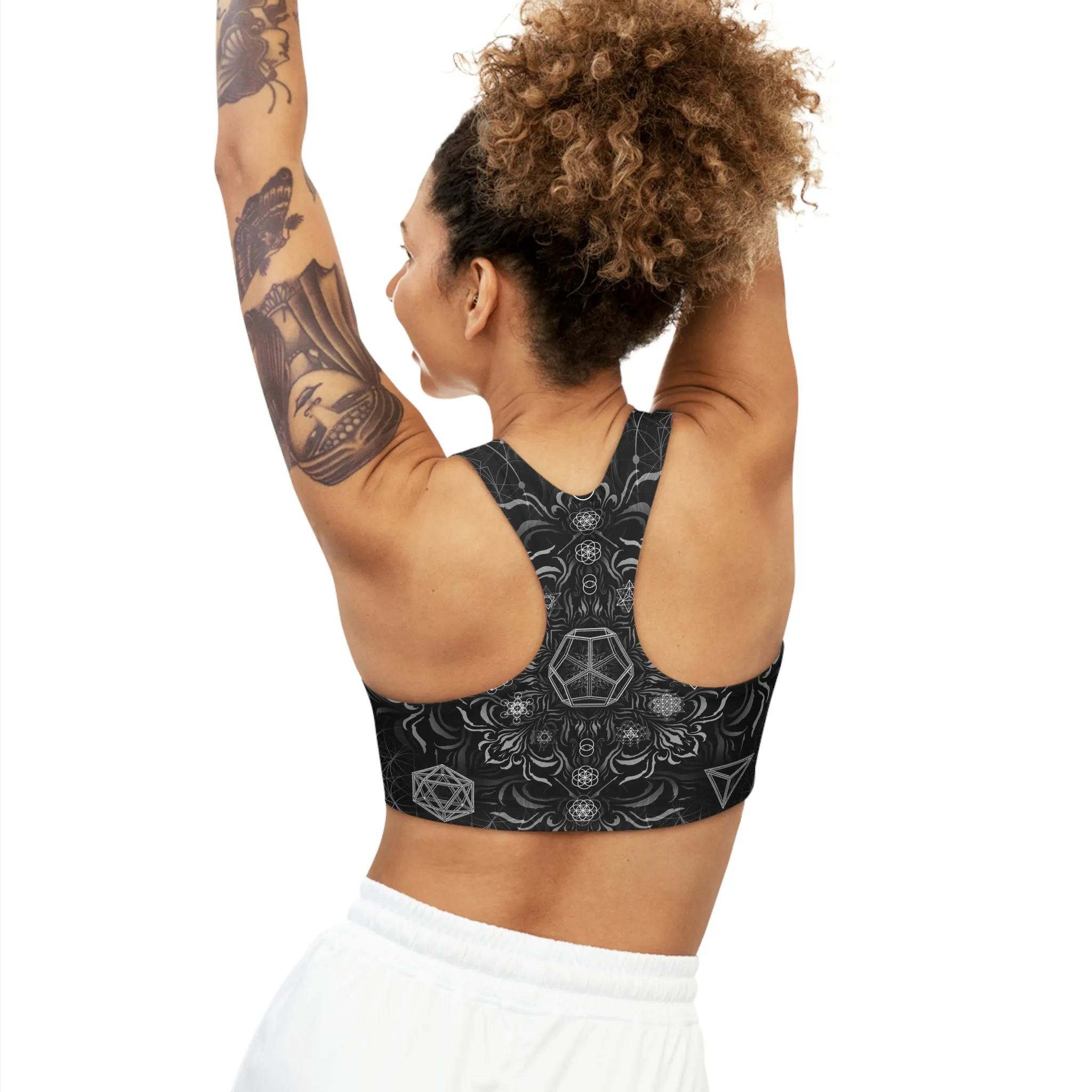 Elements Black Sublimation Sports Bra - Yantrat Design