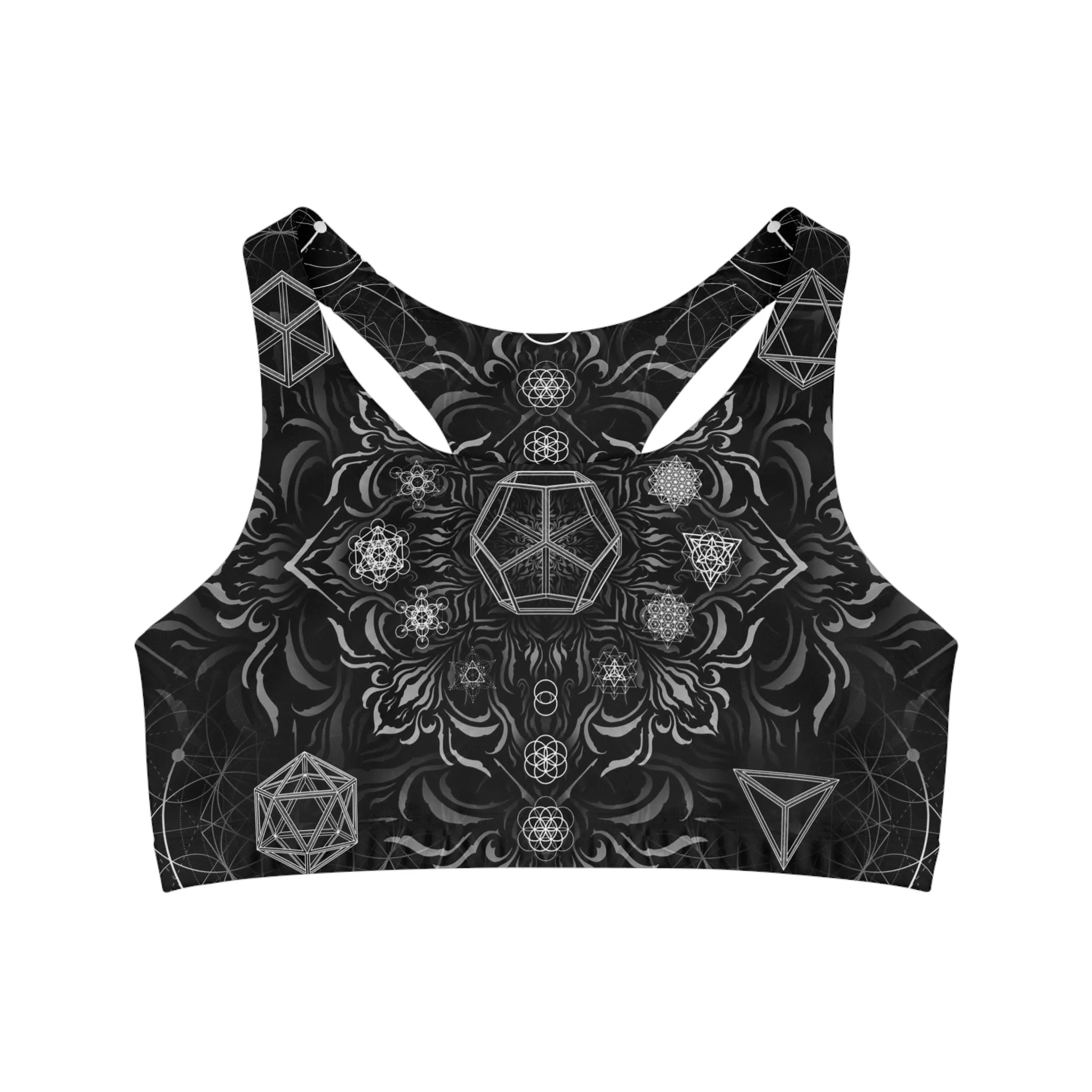 Elements Black Sublimation Sports Bra - Yantrat Design