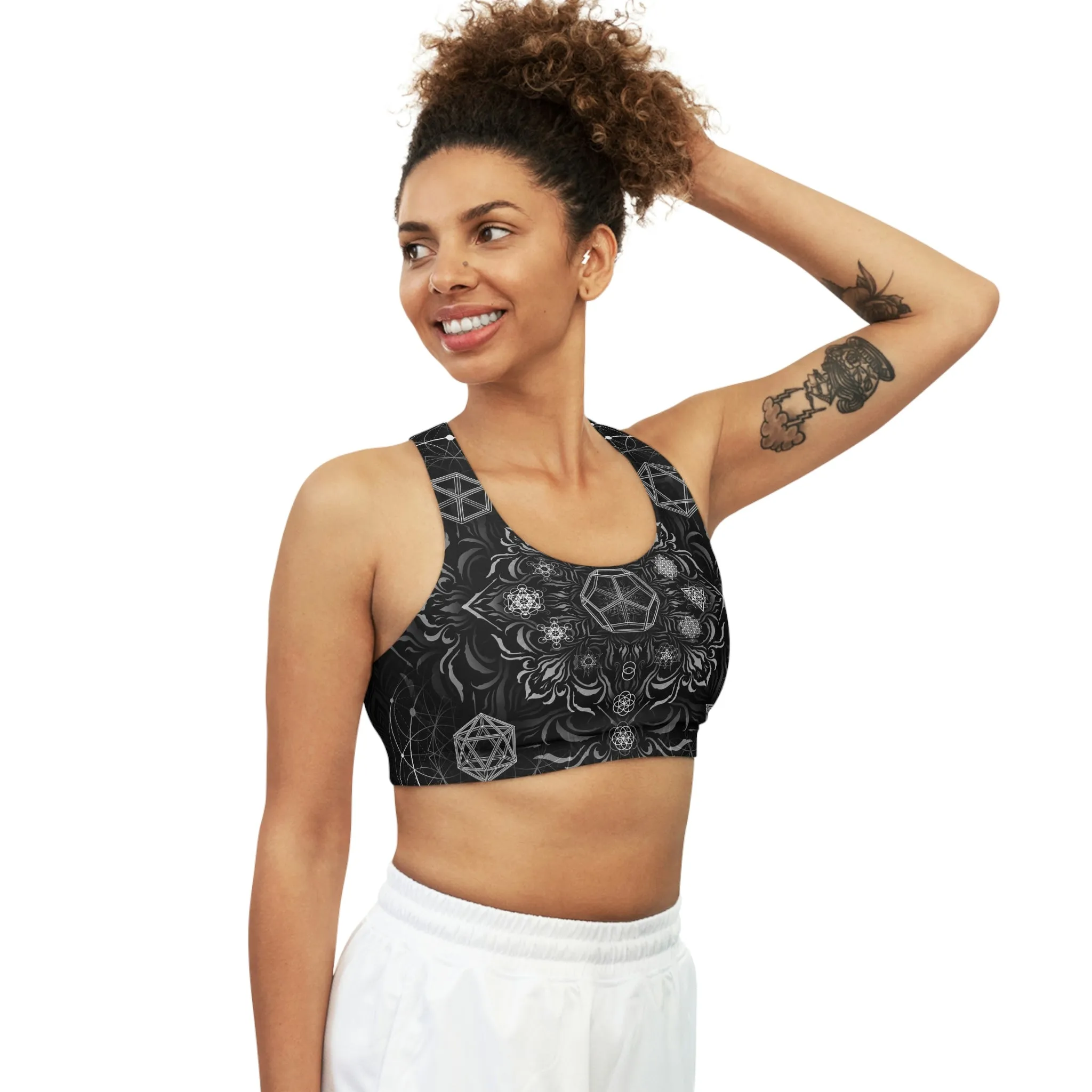 Elements Black Sublimation Sports Bra - Yantrat Design