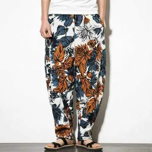 Ethnic Style Printed Loose Wide Leg Pants