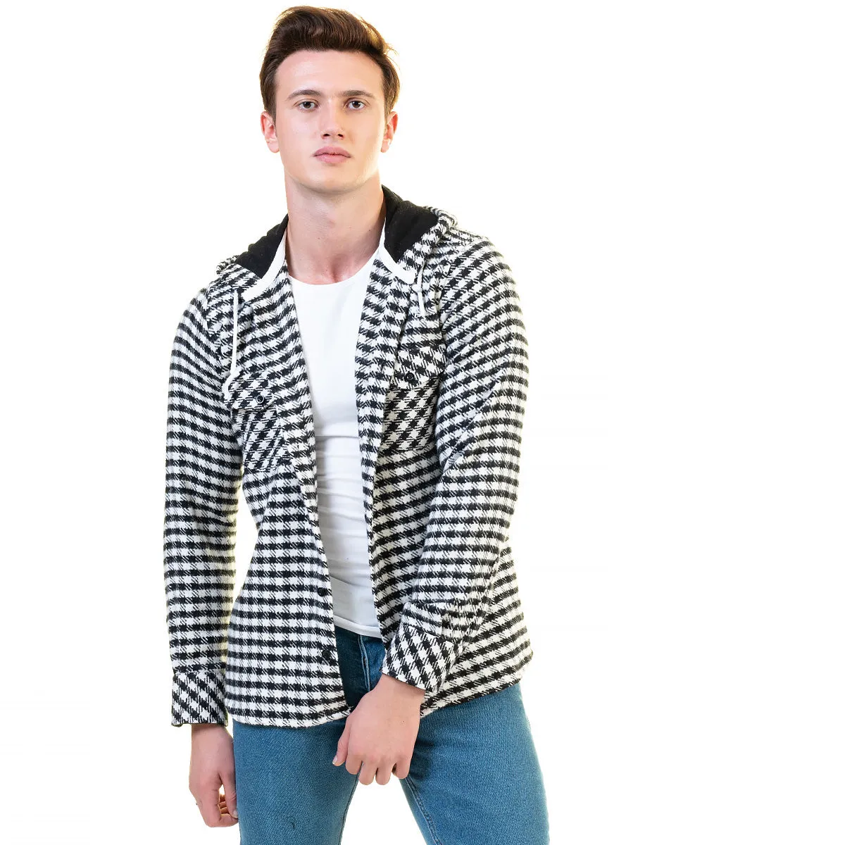 European Wool Luxury Zippered With Hoodie Sweater Jacket Warm Winter Tailor Fit