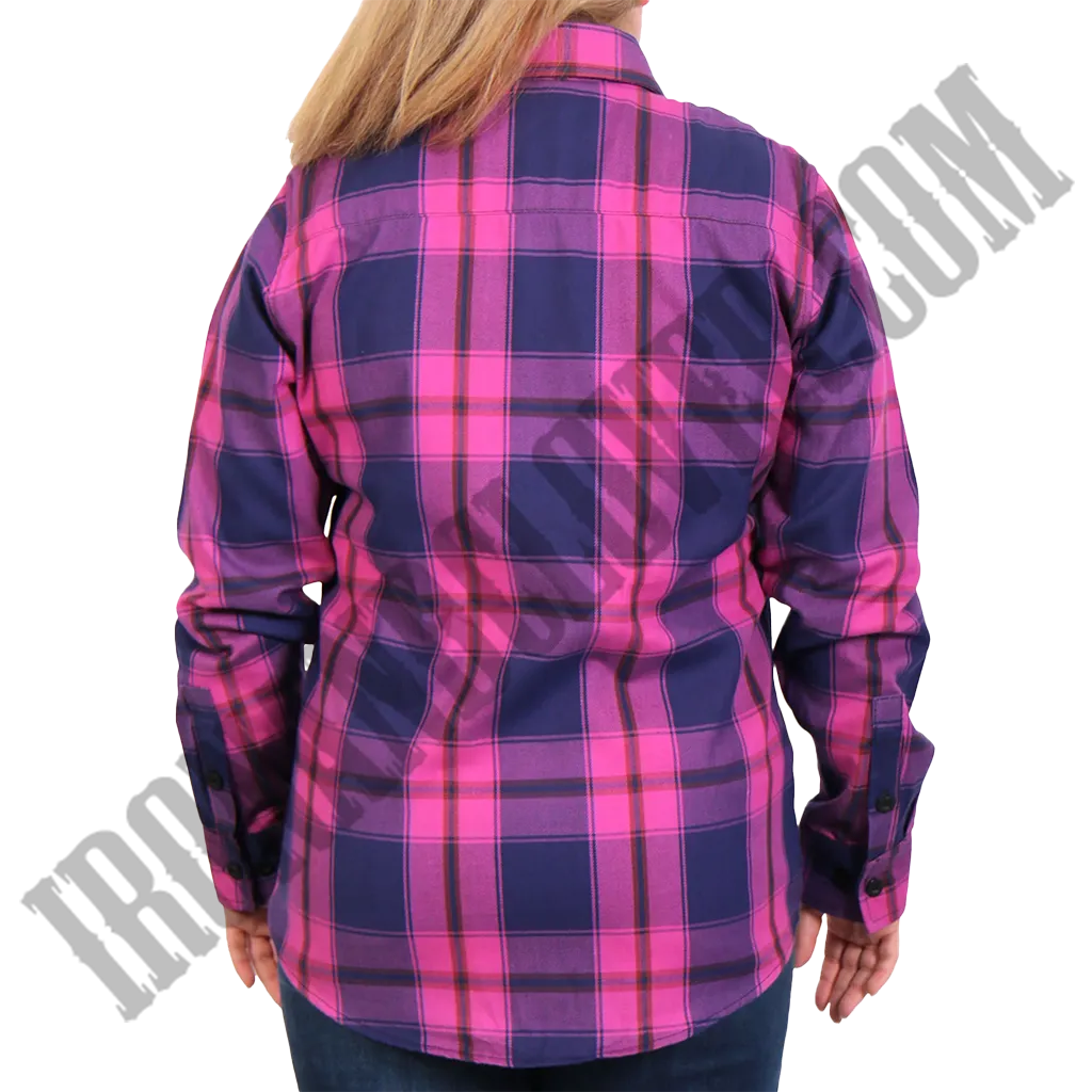 Flannel Shirt in Pink, Navy & Brown