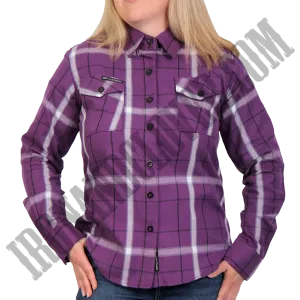 Flannel Shirt in Purple, White & Black