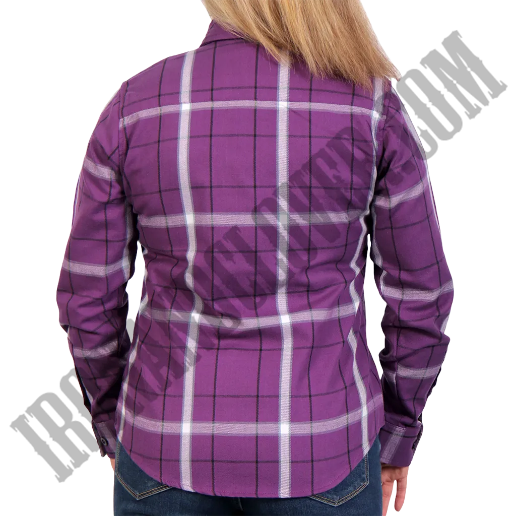 Flannel Shirt in Purple, White & Black