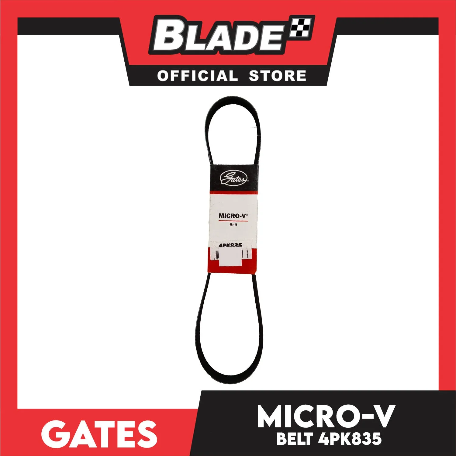 Gates Automotive Micro-V Fan Belt 4PK835 for Chevrolet, Hyundai, Kia, Nissan and Suzuki