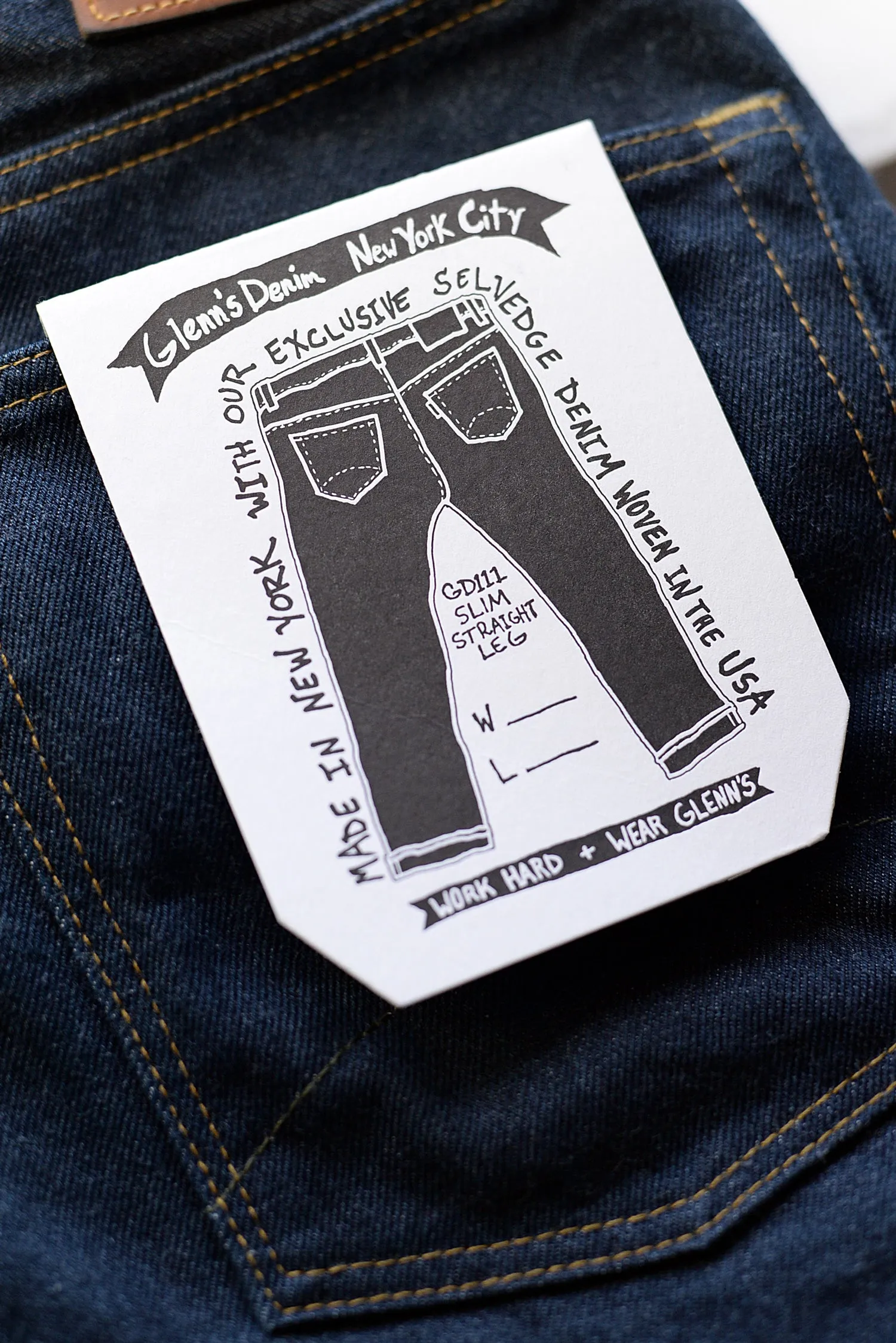 GD111 SLIM STRAIGHT | Washed 13 Oz Selvedge Denim - Classic Indigo