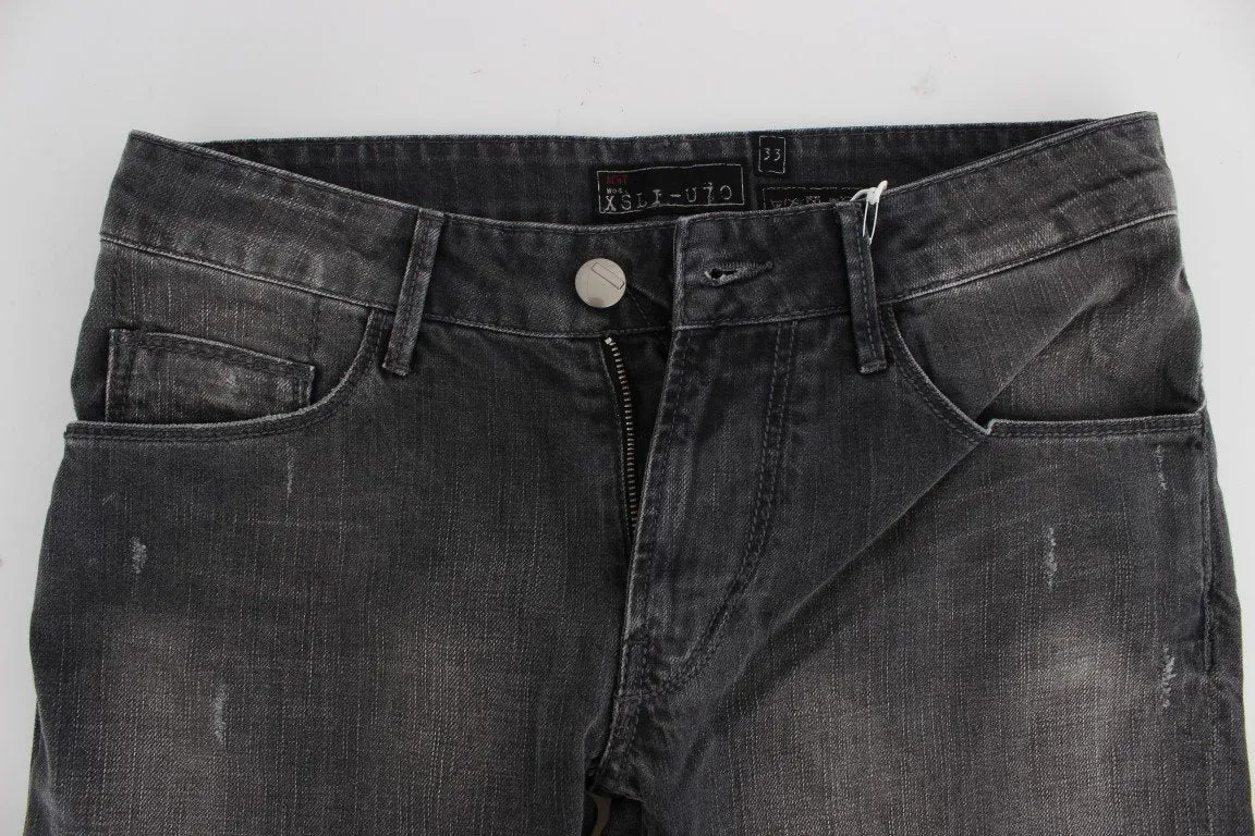 Gray Cotton Stretch Super Slim Fit Jeans
