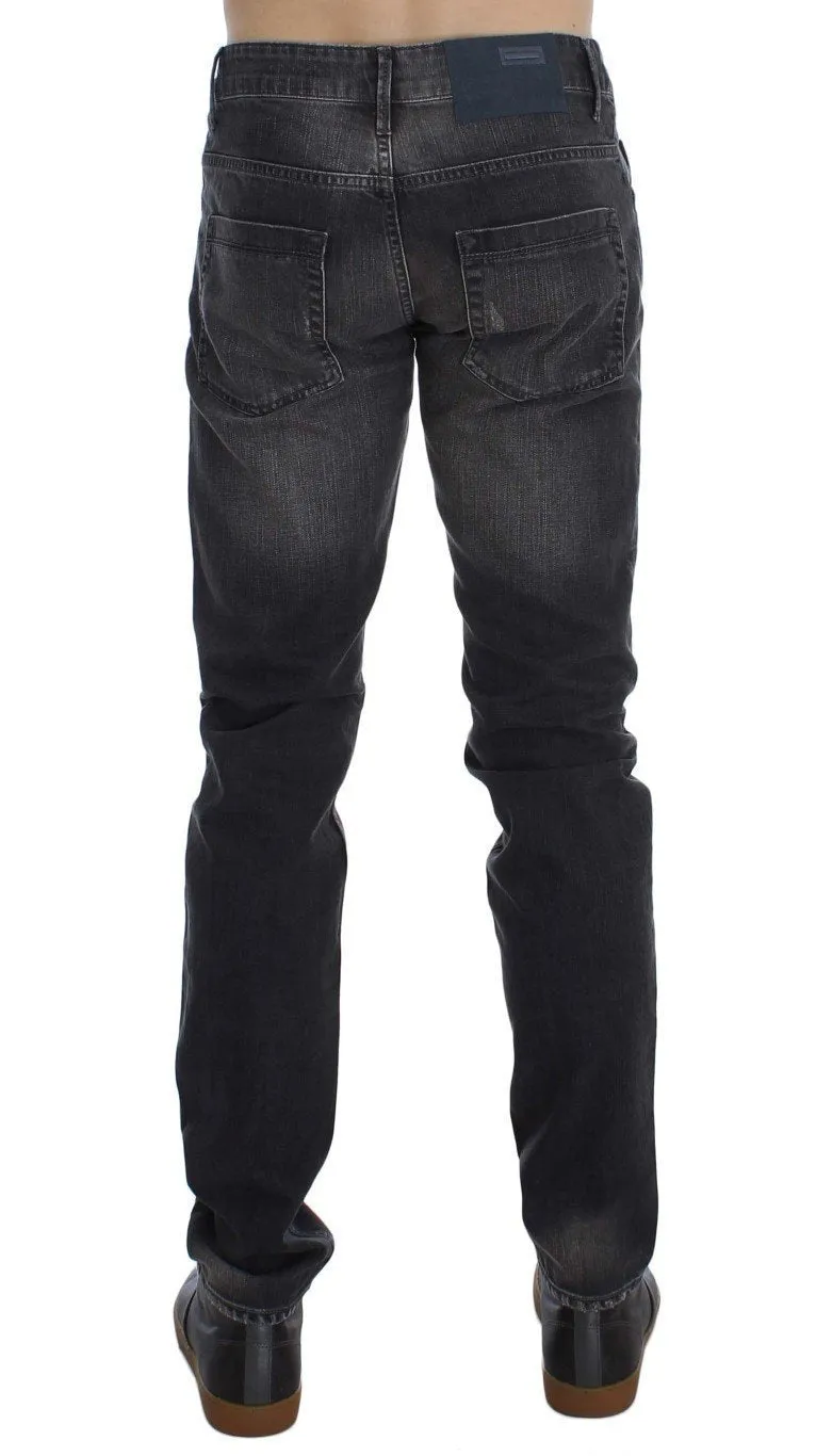 Gray Cotton Stretch Super Slim Fit Jeans