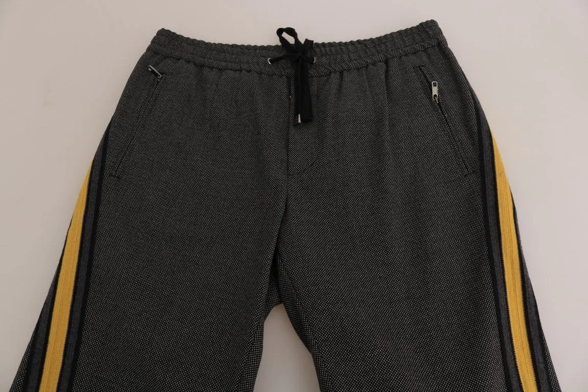 Gray Wool Casual Yellow Strip Pants