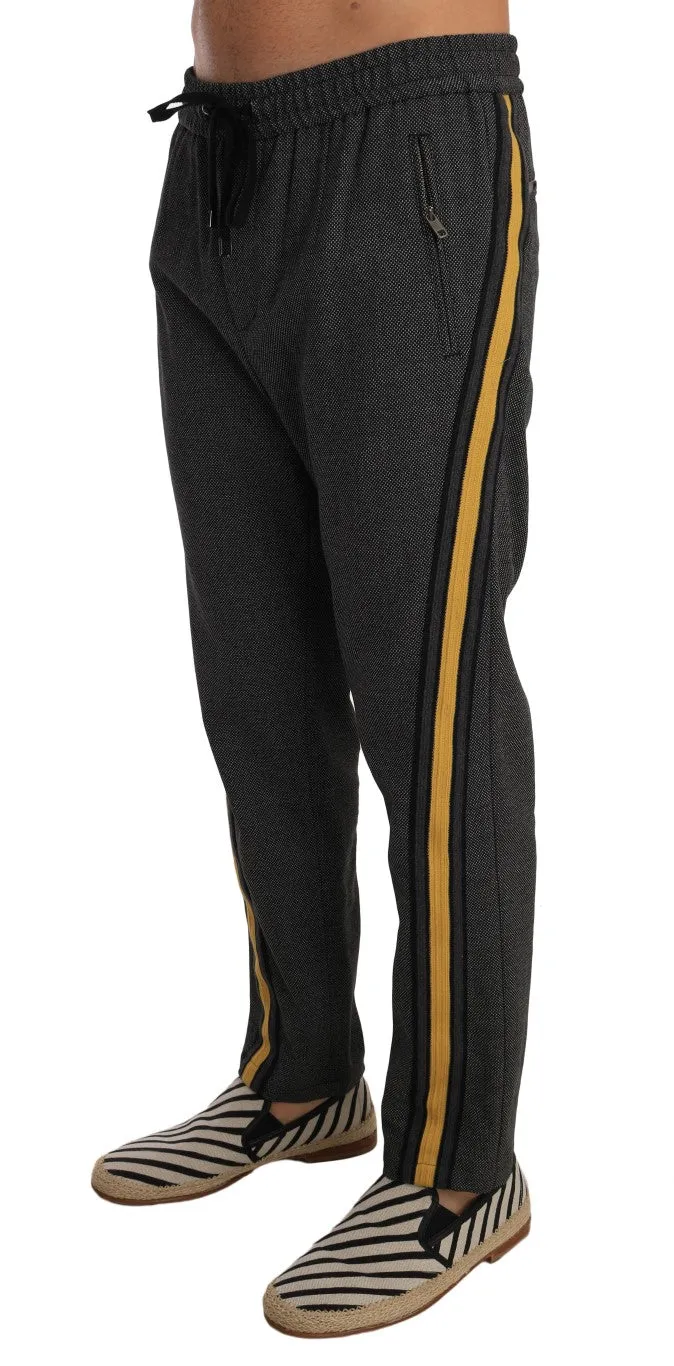 Gray Wool Casual Yellow Strip Pants