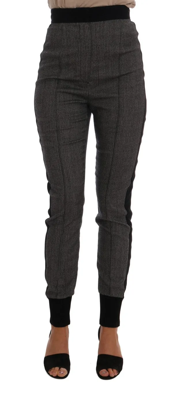 Gray Wool Stretch Casual Stripe Pants
