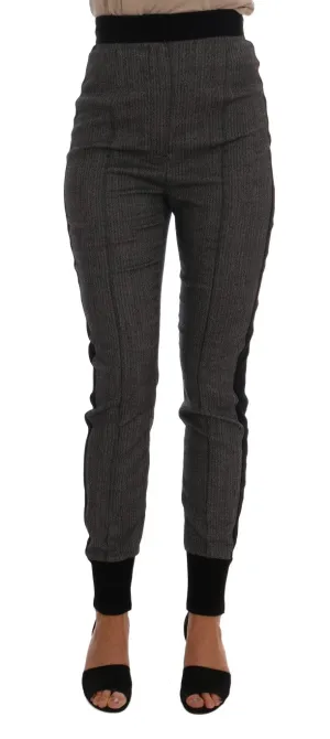 Gray Wool Stretch Casual Stripe Pants
