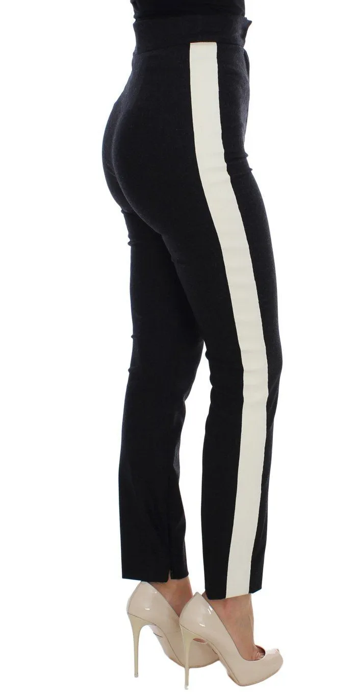 Gray Wool Stretch High Waist Pants