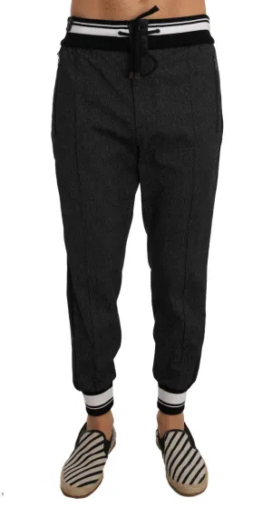 Gray Wool Woven Casual Pants