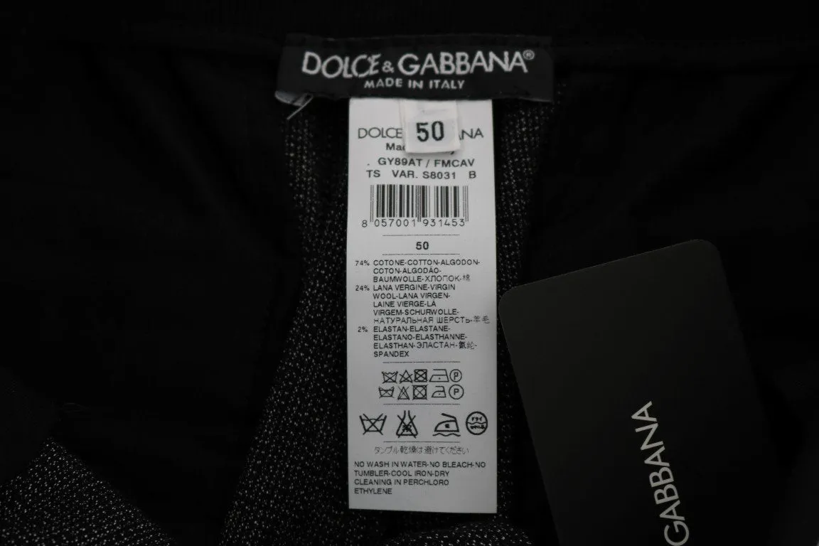 Gray Wool Woven Casual Pants