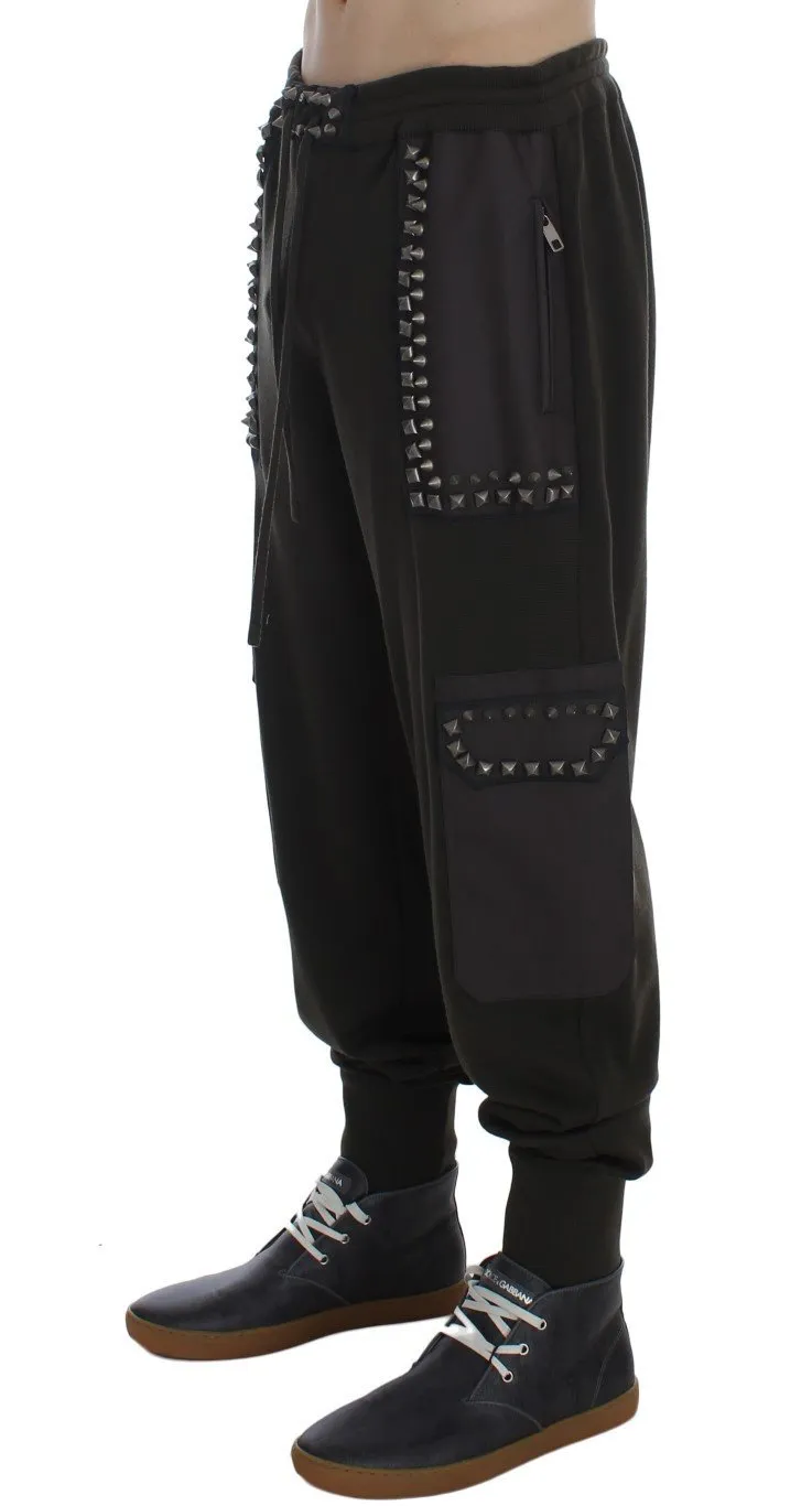 Green Brown Wool Silver Studded Pants
