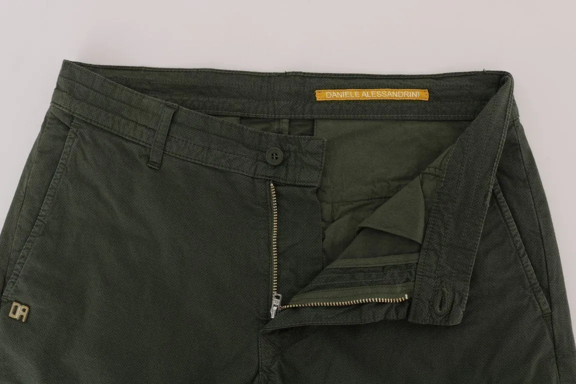 Green Cotton Stretch Slim Fit Chinos