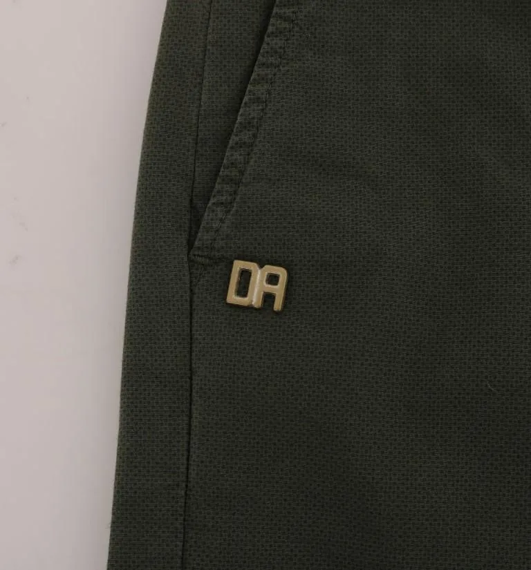 Green Cotton Stretch Slim Fit Chinos