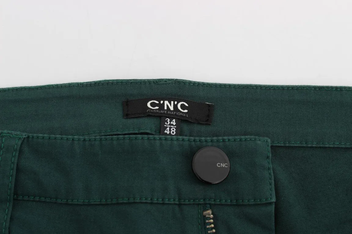 Green Slim Fit Cotton Stretch Pants Jeans