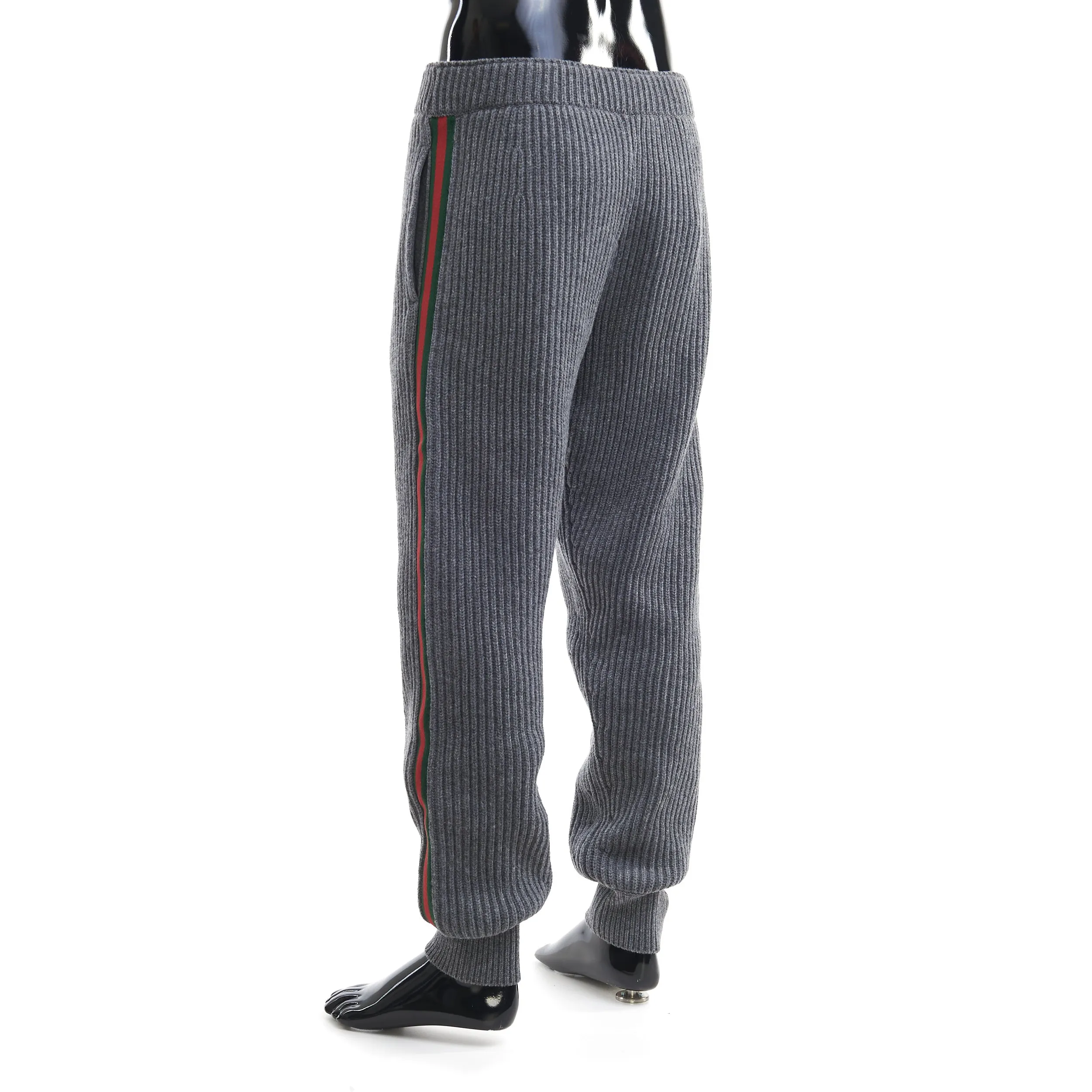 Grey Wool Cashmere Pants With Web