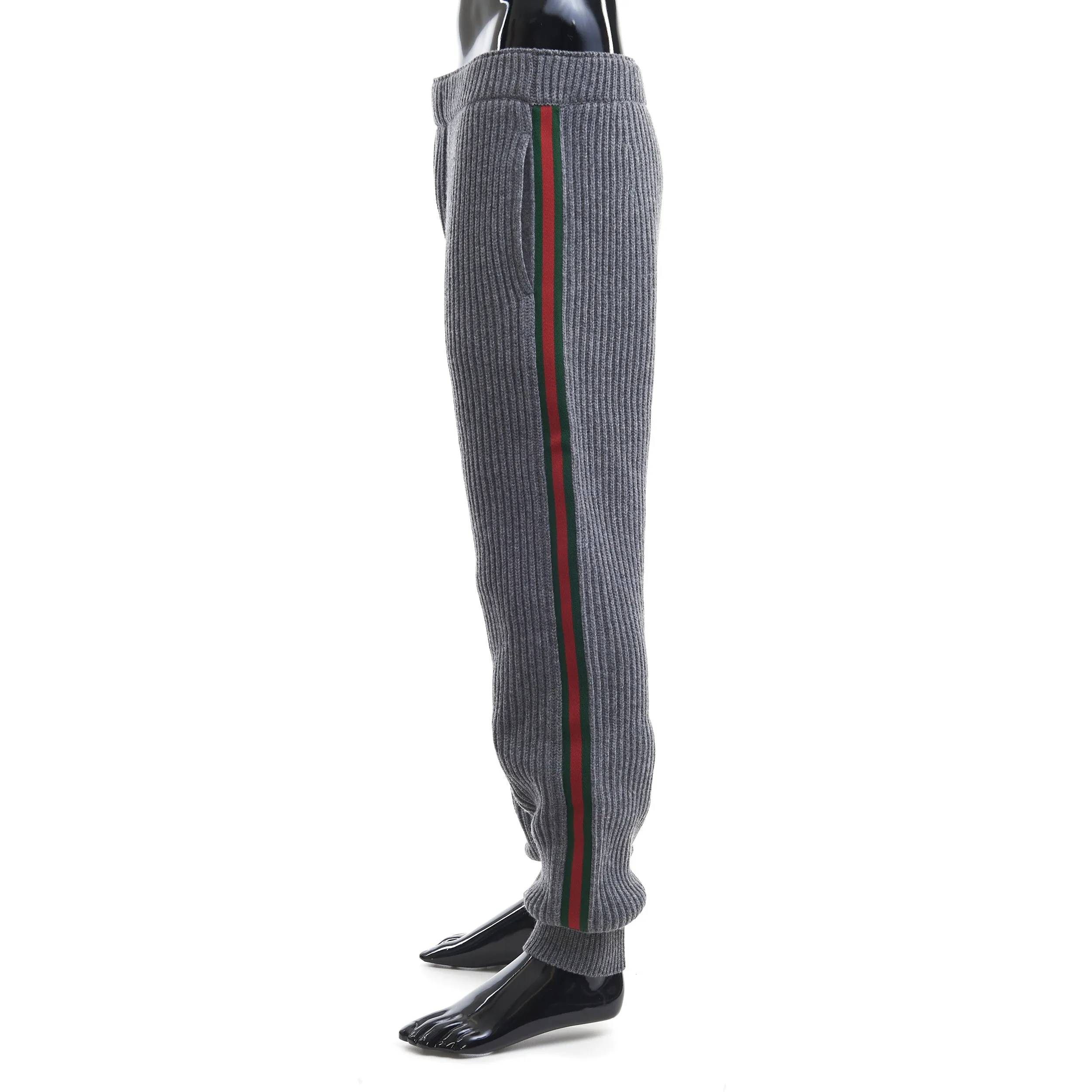 Grey Wool Cashmere Pants With Web