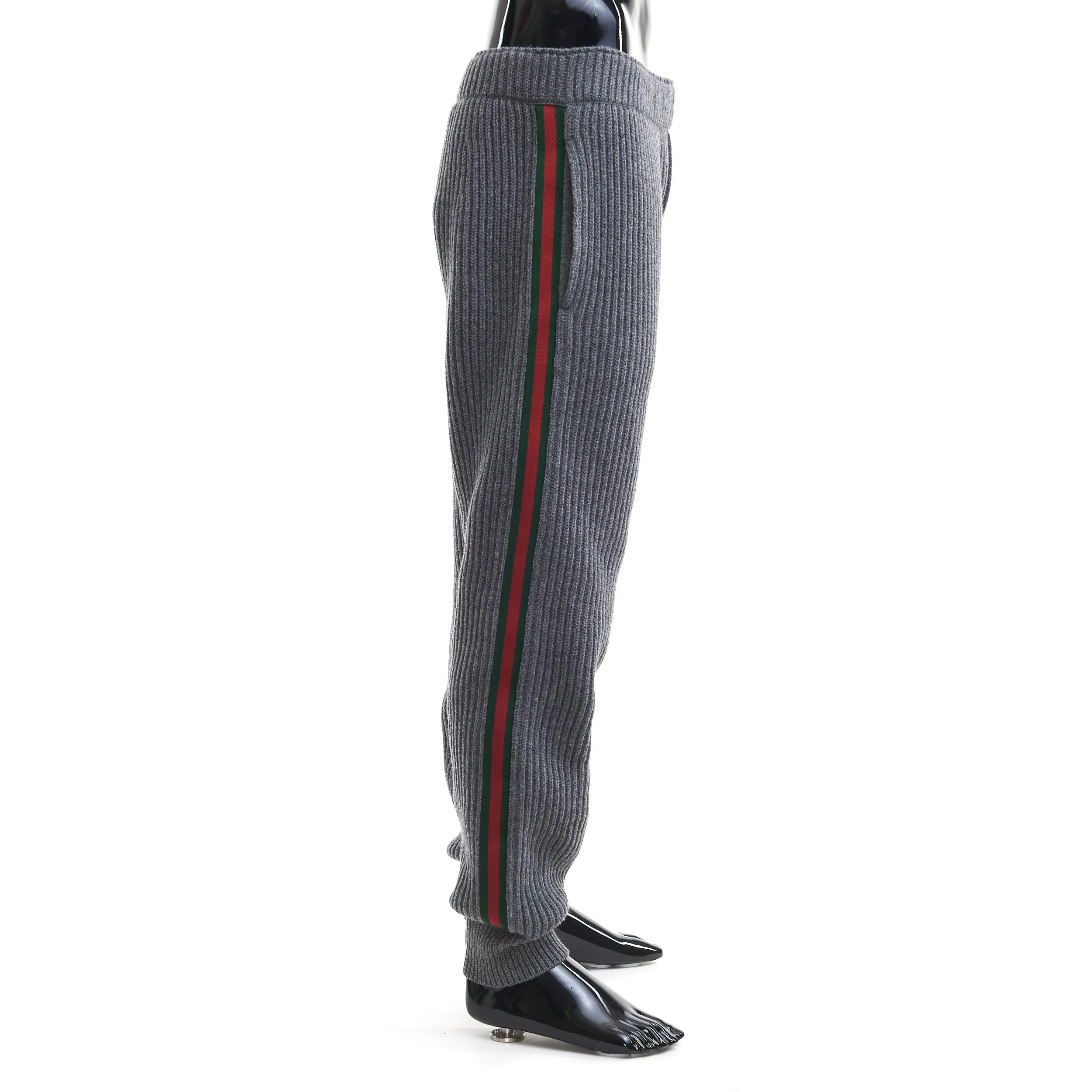 Grey Wool Cashmere Pants With Web